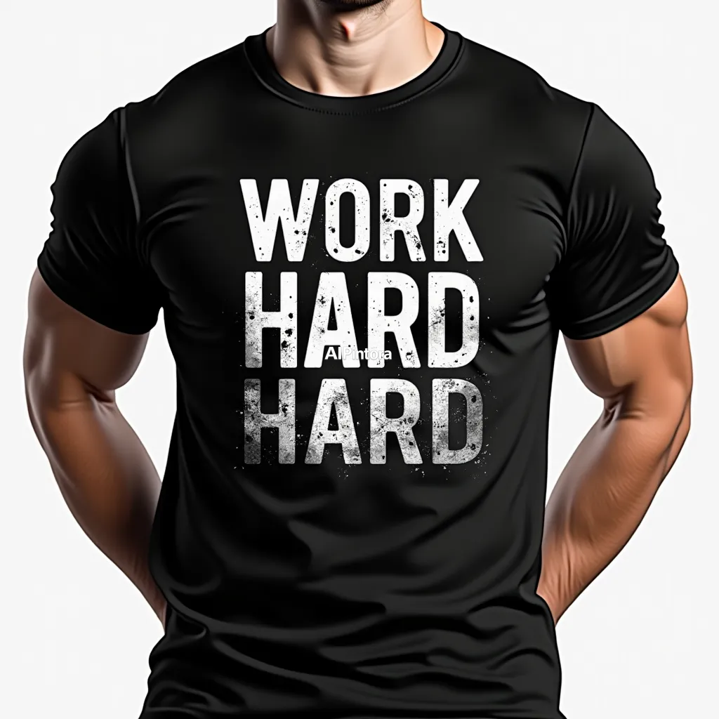 premium printable t-shirt graphic design featuring WORK HARD poster design,
    isolated centered artwork, strong silhouette, bold readable composition,
    streetwear apparel graphic, merch by amazon style, commercial print ready,
    high contrast illustration, clean edges, limited background,
    easy background removal, poster quality apparel artwork,
    no model, no person wearing shirt, no t-shirt mockup, no product photo,
    no room background, no messy background, no random extra objects,
    no shadows on background, masterpiece, best quality, ultra detailed, sharp focus, cinematic lighting, volumetric lighting, depth of field, global illumination, professional color grading, hyper detailed textures, clean composition, premium visual quality, award winning artwork, 8k