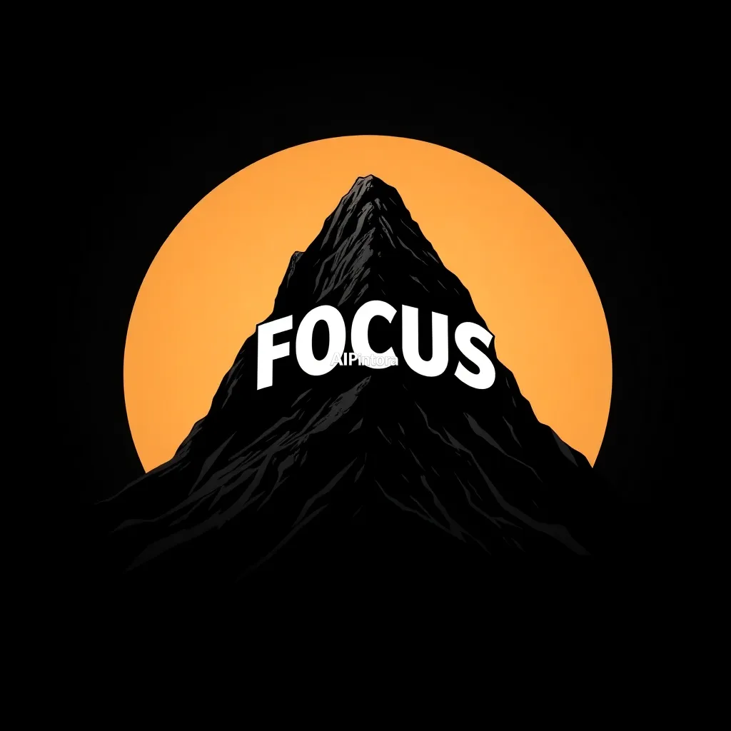 premium printable t-shirt graphic design featuring FOCUS typography carved into a mountain peak,
    isolated centered artwork, strong silhouette, bold readable composition,
    streetwear apparel graphic, merch by amazon style, commercial print ready,
    high contrast illustration, clean edges, limited background,
    easy background removal, poster quality apparel artwork,
    no model, no person wearing shirt, no t-shirt mockup, no product photo,
    no room background, no messy background, no random extra objects,
    no shadows on background, masterpiece, best quality, ultra detailed, sharp focus, cinematic lighting, volumetric lighting, depth of field, global illumination, professional color grading, hyper detailed textures, clean composition, premium visual quality, award winning artwork, 8k