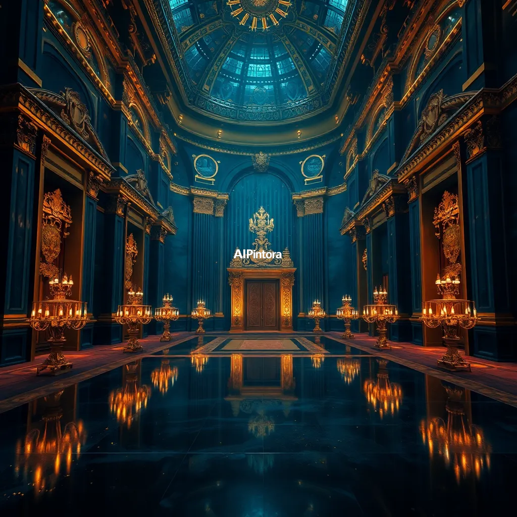 cinematic ultra detailed wallpaper of luxury dark blue and gold wallpaper inspired by royal architecture,
    immersive environment, epic wide composition, strong depth, atmospheric perspective,
    dramatic cinematic lighting, volumetric fog, particles, realistic shadows,
    vibrant professional color grading, beautiful background scene,
    desktop and mobile wallpaper quality, wallpaper engine style,
    no text, no watermark, no logo, masterpiece, best quality, ultra detailed, sharp focus, cinematic lighting, volumetric lighting, depth of field, global illumination, professional color grading, hyper detailed textures, clean composition, premium visual quality, award winning artwork, 8k