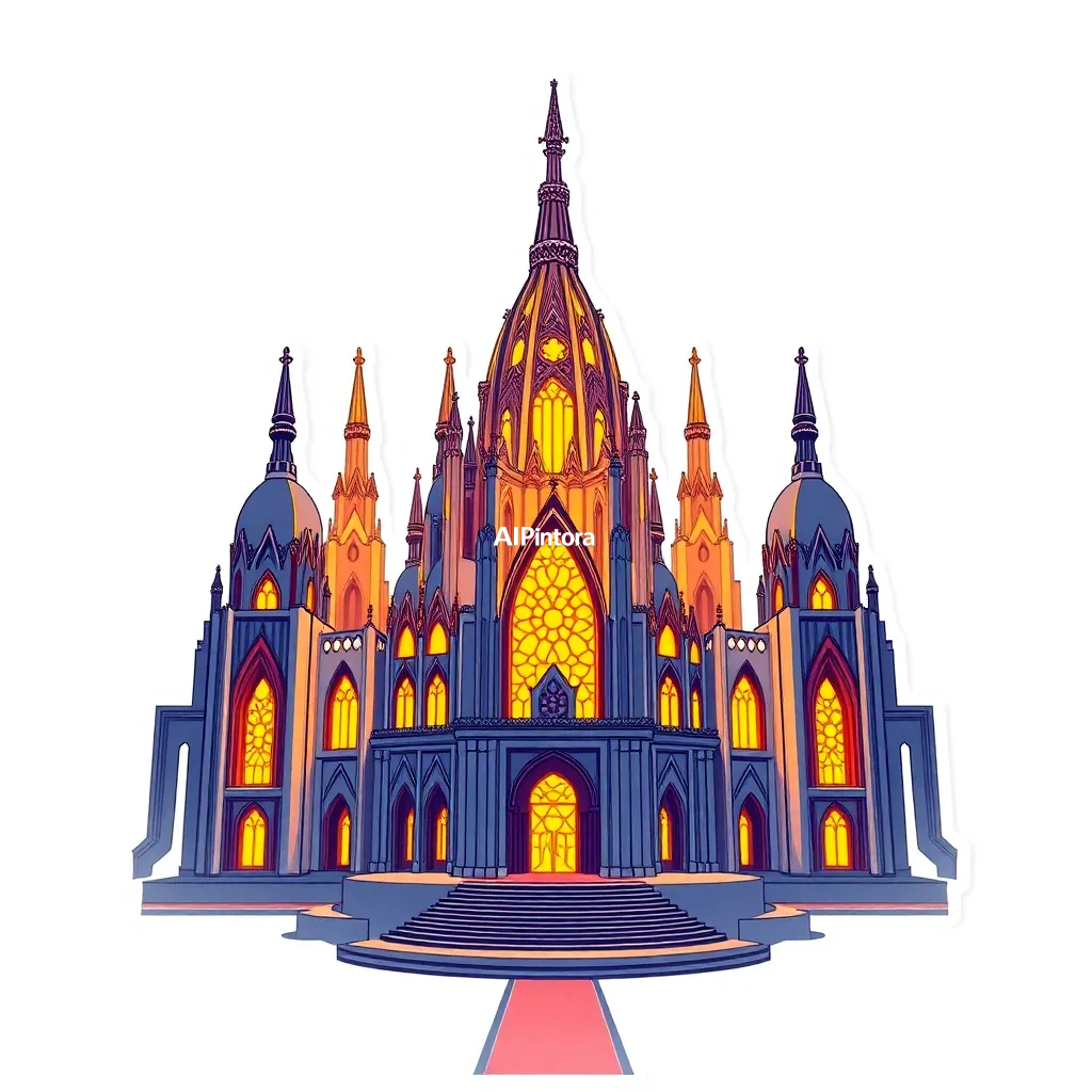 premium die-cut vinyl sticker illustration of a luxury solar cathedral concept #150, ultra detailed cinematic composition, unique visual storytelling, premium concept art, dramatic lighting, masterpiece quality,
    centered isolated artwork, thick bold white outline, glossy sticker finish,
    clean vector cartoon style, cute collectible design, etsy bestseller sticker style,
    vibrant colors, simple readable silhouette, smooth shapes,
    printable sticker pack quality, plain clean background,
    no mockup, no product photo, no background scene, no complex environment, masterpiece, best quality, ultra detailed, sharp focus, cinematic lighting, volumetric lighting, depth of field, global illumination, professional color grading, hyper detailed textures, clean composition, premium visual quality, award winning artwork, 8k